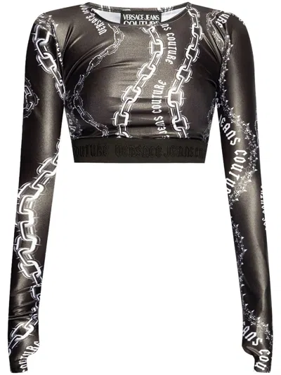 Versace Jeans Couture Chain Couture Crop Top In Black