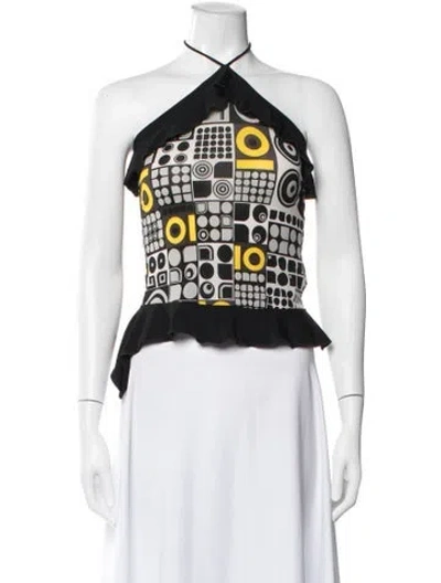 Pre-owned Versace Jeans Couture Graphic Print Halterneck Top In Black