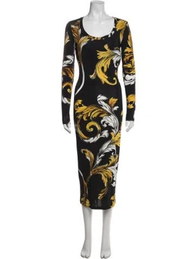 Pre-owned Versace Jeans Couture Graphic Print Knee-length Dress In Black