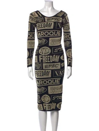 Pre-owned Versace Jeans Couture Graphic Print Knee-length Dress In Blue