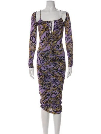 Pre-owned Versace Jeans Couture Graphic Print Knee-length Dress In Green