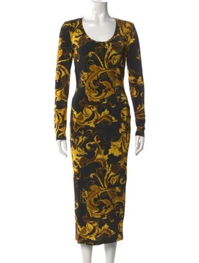 Pre-owned Versace Jeans Couture Graphic Print Midi Length Dress In Multi