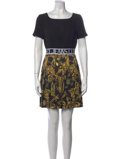 Pre-owned Versace Jeans Couture Graphic Print Mini Dress In Blue