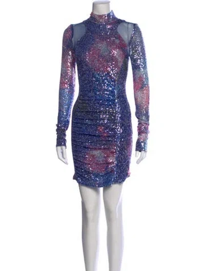 Pre-owned Versace Jeans Couture Graphic Print Mini Dress In Blue