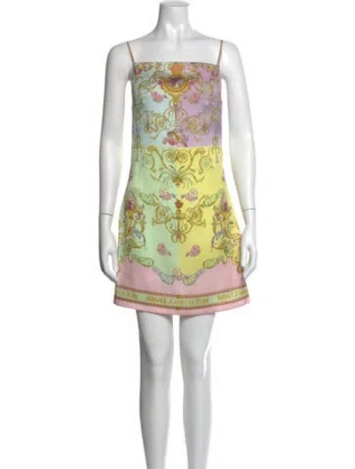 Pre-owned Versace Jeans Couture Graphic Print Mini Dress In Pink
