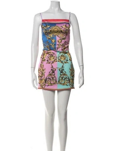 Pre-owned Versace Jeans Couture Graphic Print Mini Dress In Pink