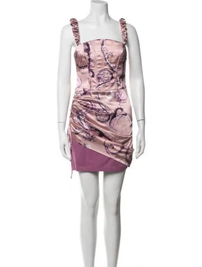 Pre-owned Versace Jeans Couture Graphic Print Mini Dress In Pink