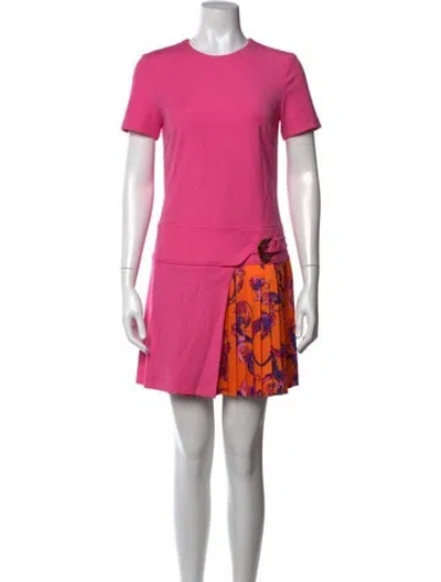 Pre-owned Versace Jeans Couture Graphic Print Mini Dress In Pink
