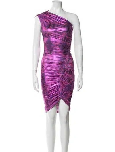 Pre-owned Versace Jeans Couture Graphic Print Mini Dress In Purple
