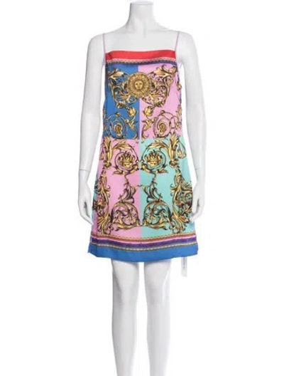 Pre-owned Versace Jeans Couture Graphic Print Mini Dress In Purple