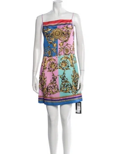 Pre-owned Versace Jeans Couture Graphic Print Mini Dress W/ Tags In Purple