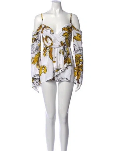 Pre-owned Versace Jeans Couture Graphic Print Mini Dress In White