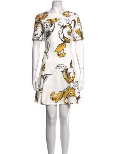 Pre-owned Versace Jeans Couture Graphic Print Mini Dress In White
