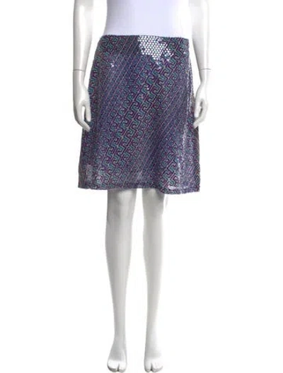 Pre-owned Versace Jeans Couture Graphic Print Mini Skirt In Blue/purple
