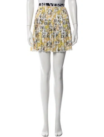 Pre-owned Versace Jeans Couture Graphic Print Mini Skirt In Yellow
