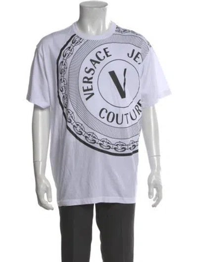 Pre-owned Versace Jeans Couture Graphic Print Short Sleeve Shirt In White