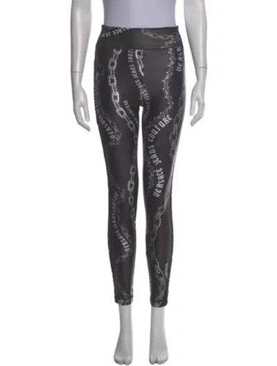 Pre-owned Versace Jeans Couture Graphic Print Skinny Leg Pants In Gray