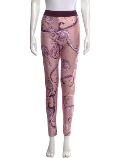 Pre-owned Versace Jeans Couture Graphic Print Skinny Leg Pants In Pink