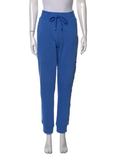 Pre-owned Versace Jeans Couture Graphic Print Straight Leg Pants In Blue