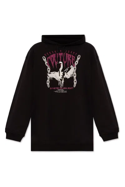 Versace Jeans Couture Sequin-embellished Oversize Hoodie In Black