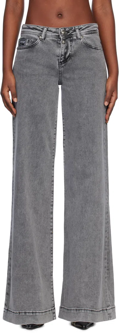 Versace Jeans Couture Gray Five-pocket Jeans In E909 Black Black