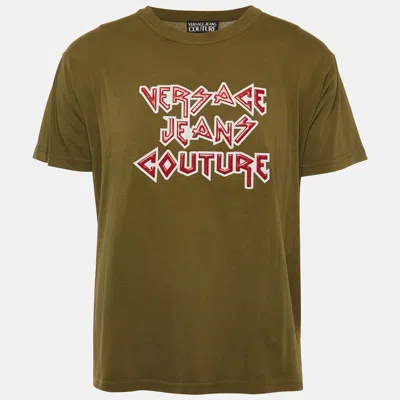 Pre-owned Versace Jeans Couture Green Rock Logo Crewneck T-shirt M