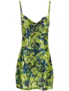 Versace Jeans Couture Mini Dress Green Pattern