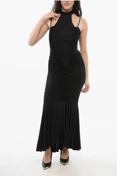 Versace Jeans Couture Halter Neckline Maxi Dress In Black