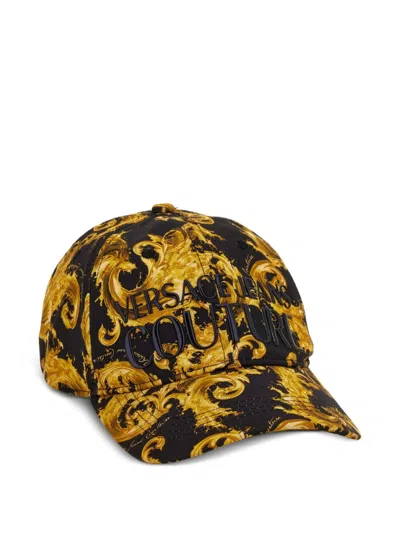 Versace Jeans Couture Hat With Baroque Print In Black