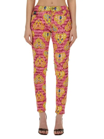 Versace Jeans Couture Heart Couture Print Skinny Jeans In Multi