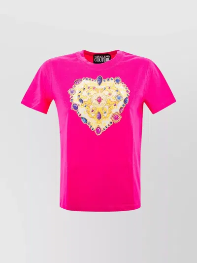 Versace Jeans Couture Heart Graphic Cotton T-shirt In Pink