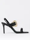 Versace Jeans Couture Open Sandals With Gold Buckle In Black