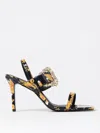 Versace Jeans Couture Baroque-print 85mm Square-toe Sandals In Black