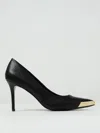 Versace Jeans Couture Elegant Black Pumps With Iconic Gold Accent And Luxurious Leather Finish In Black