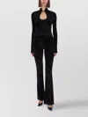 Versace Jeans Couture High Neck Velvet Long Sleeve Top In Black