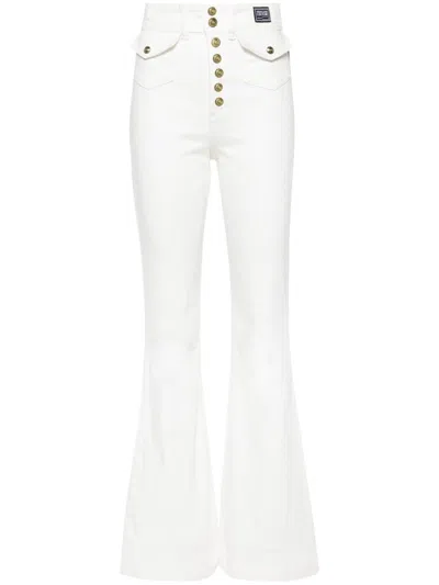 Versace Jeans Couture High-rise Flared-leg Cotton-blend Jeans In White