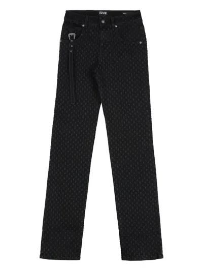 Versace Jeans Couture High-rise Slim Fit Jeans In Black