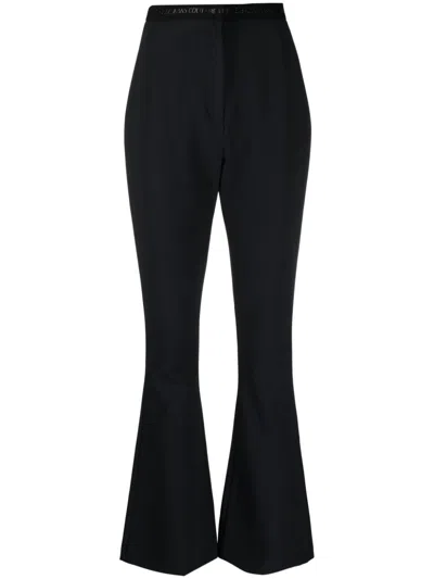 Versace Jeans Couture High-waist Logo-print Strap Trousers In Black