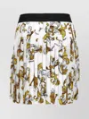 Versace Jeans Couture High-waisted Floral Pleated Skirt With Elasticated Waistband In Multi