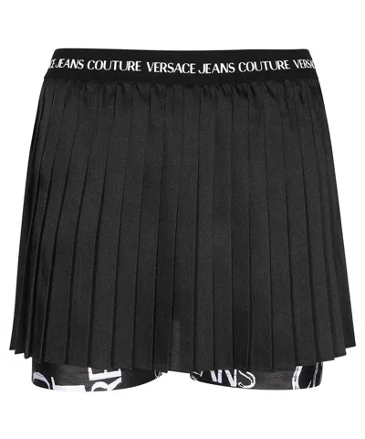 Versace Jeans Couture High-waisted Pleated Shorts In Black