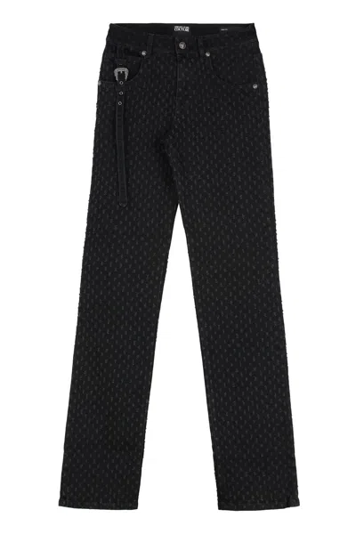Versace Jeans Couture High-rise Slim Fit Jeans In Black