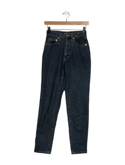Pre-owned Versace Jeans Couture High-rise Straight Leg Jeans In Blue
