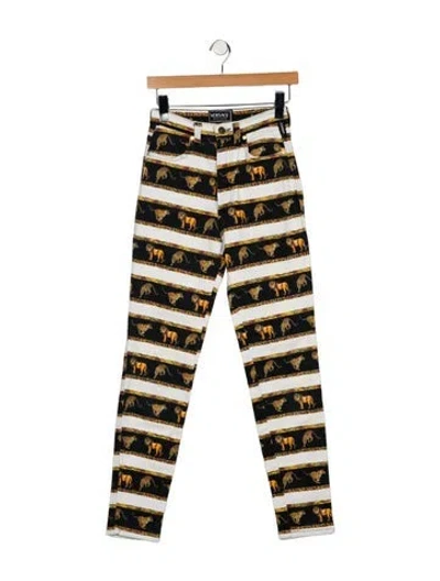 Pre-owned Versace Jeans Couture High-rise Straight Leg Jeans In White