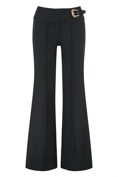 Versace Jeans Couture High-waist Wide-leg Trousers In Black
