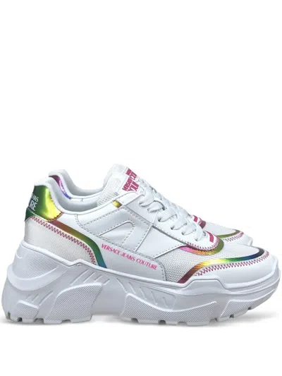Versace Jeans Couture Holographic-detail Sneakers In White