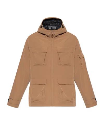 Versace Jeans Couture Hooded Insulated Jacket In Neutral