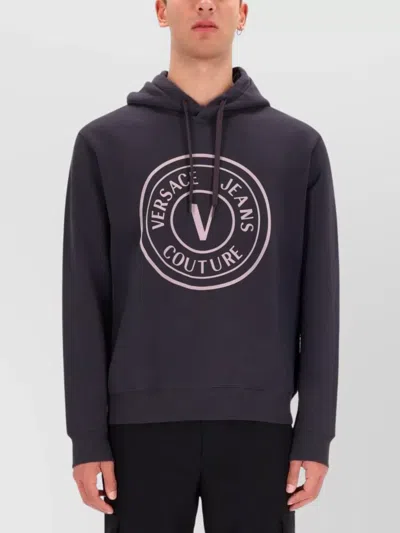 Versace Jeans Couture Hooded Sweater Featuring Kangaroo Pocket In Purple