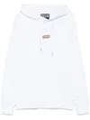 Versace Jeans Couture White Hoodie In Cotton With Gold Label With Logo In White