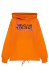 Versace Jeans Couture Hoodie With Logo And Crystals In Orange