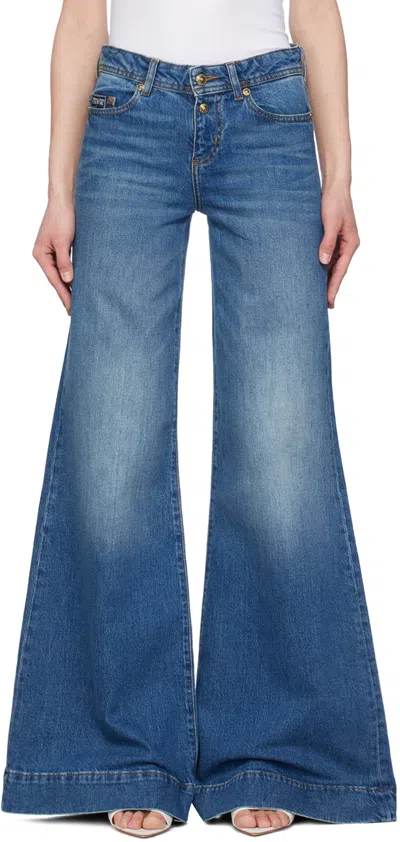 Versace Jeans Couture Indigo Flared Jeans In E904 Indigo